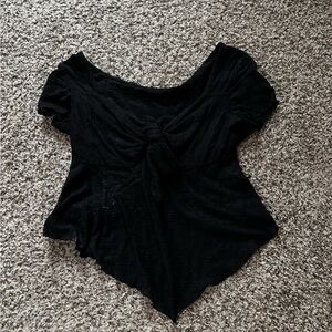 SHEIN Black Knotted Blouse